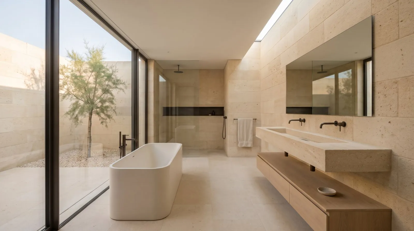 The main bathroom, coquina left unrendered