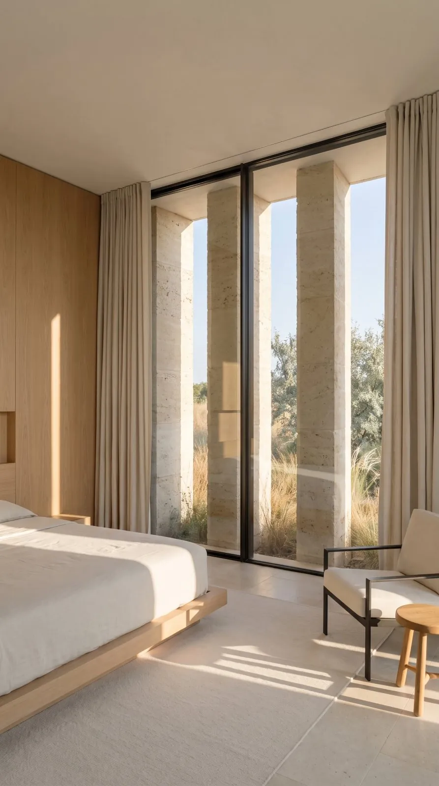 The bedroom window, low to the plateau