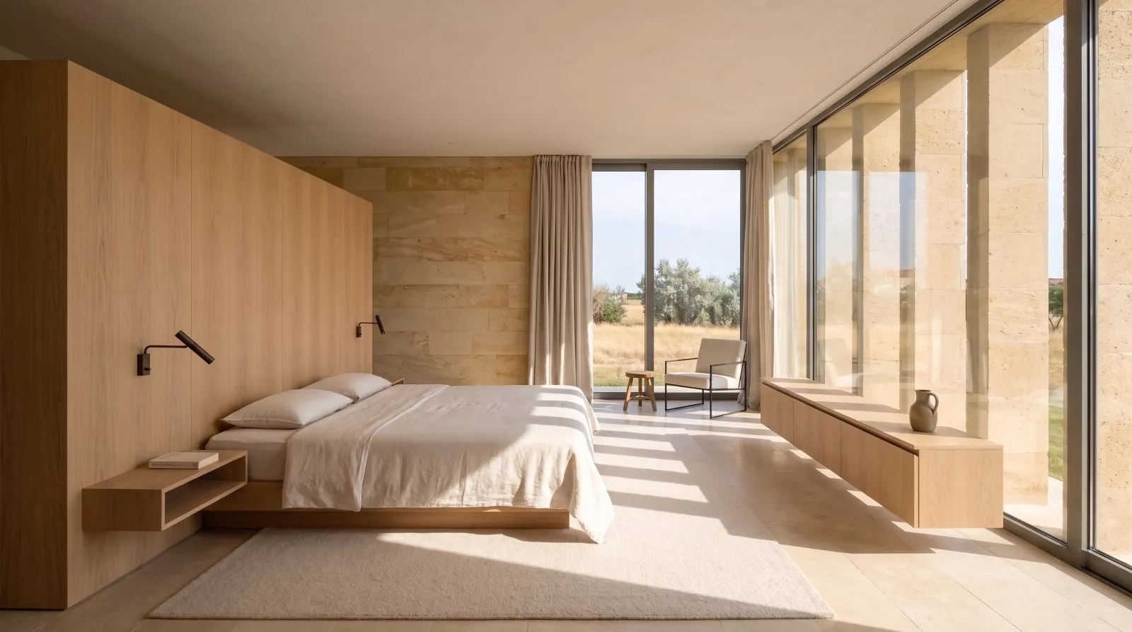 The bedroom, facing the steppe