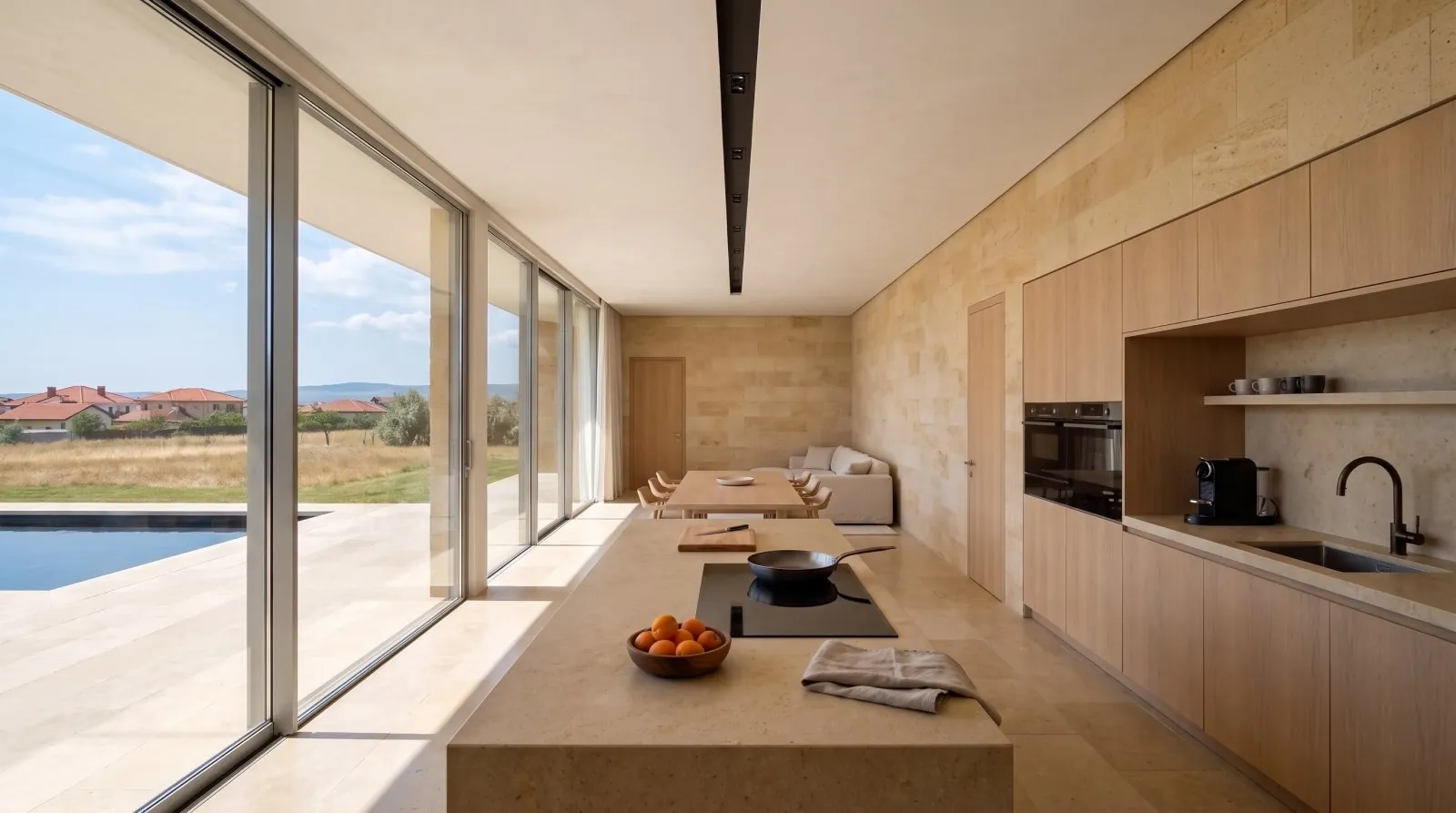 AKATSIA — the coquina kitchen running toward the sea