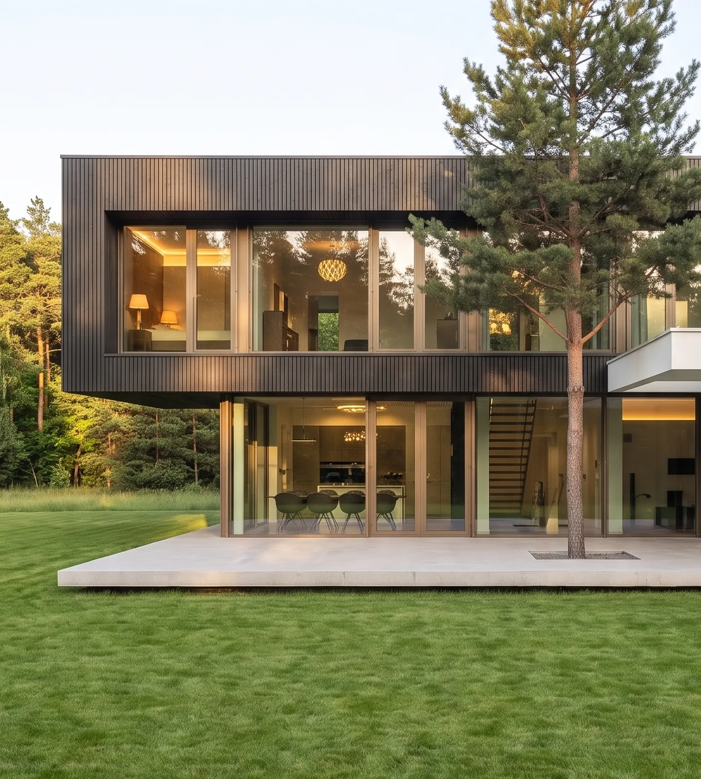 BOROVA, a dark timber house at the edge of a pine forest