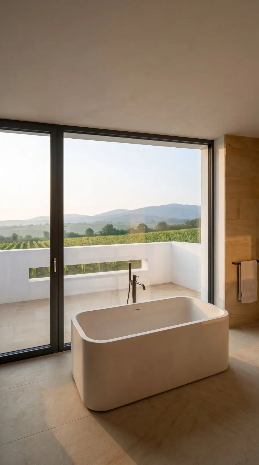 The bath, open to the upper terrace