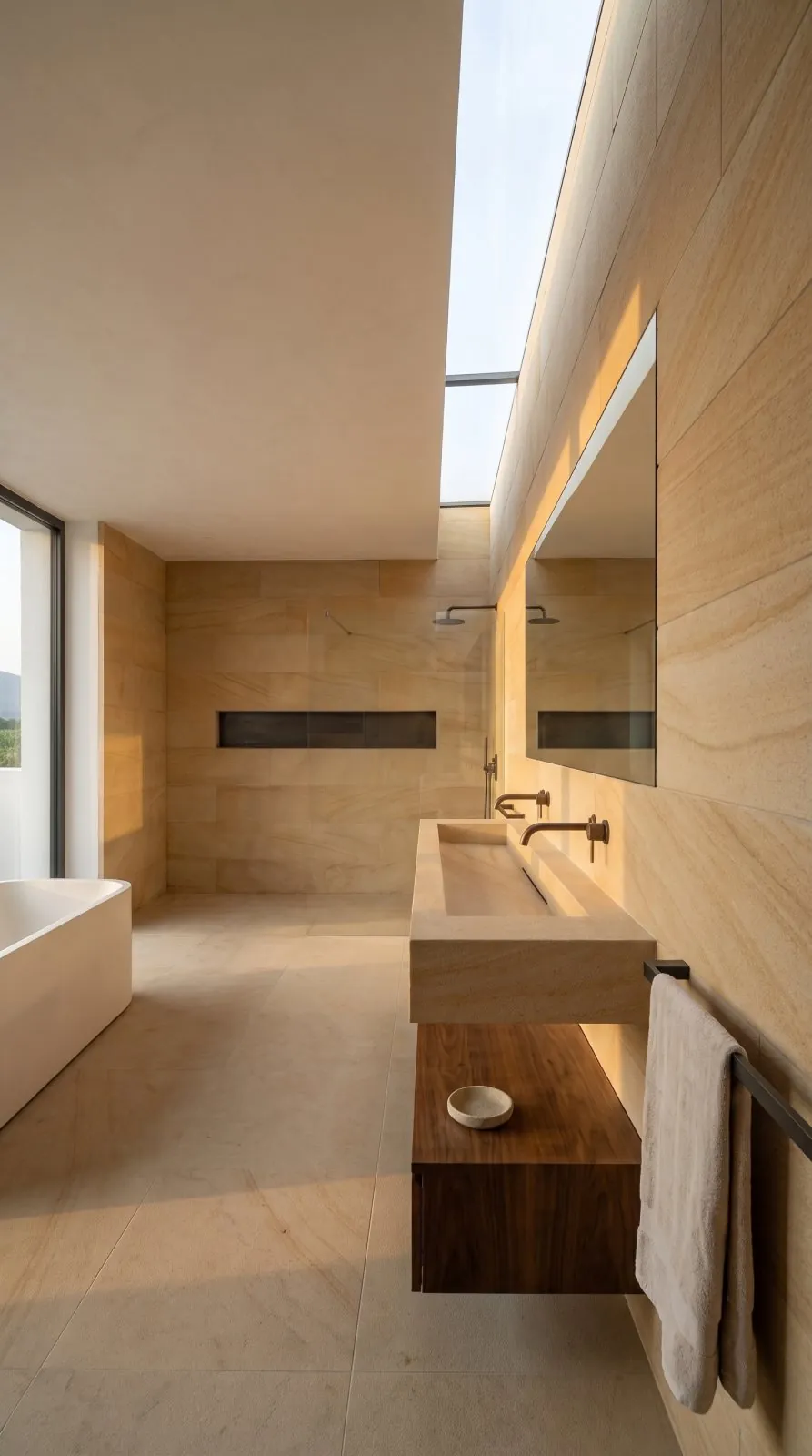 The vanity, cut from one piece of sandstone